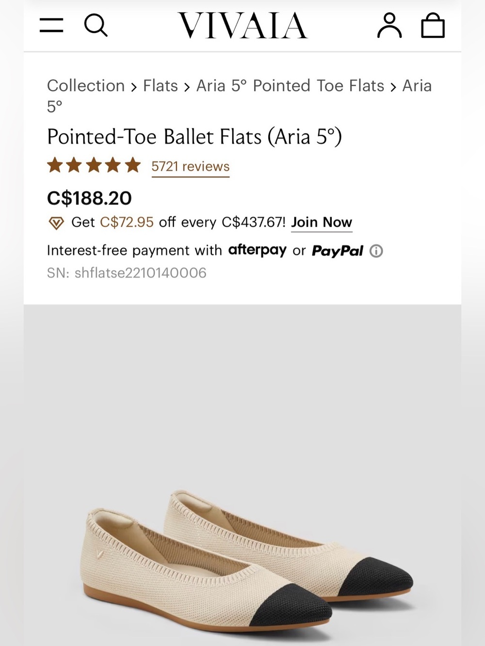 Vivaia Pointed-Toe Flats EU 39 size 8 - Picture 8 of 9